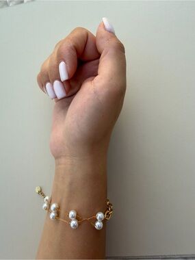 Gold Pearl Multi-Strand Bracelet - Stainless Steel